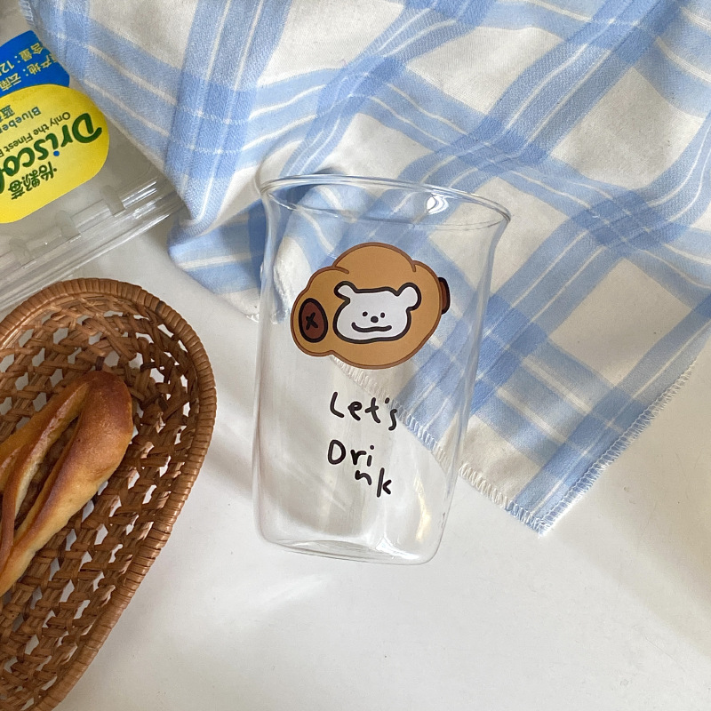Homemade cartoon bread, little dog, glass flip mouth water cup, high borosilicate high-temperature resistant beer, juice cup and beverage cup gifts Application Scenario