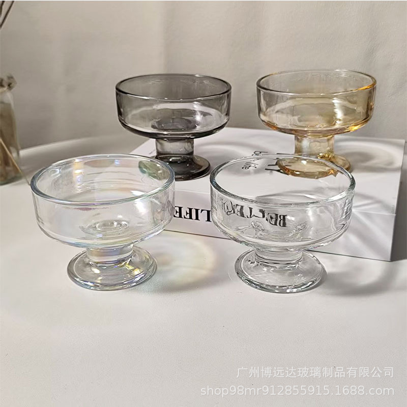 Ins-style ice cream ball cup, glass yogurt bowl, high-legged dessert bowl, high appearance level, ice cream milkshake pudding, mousse cup full figure