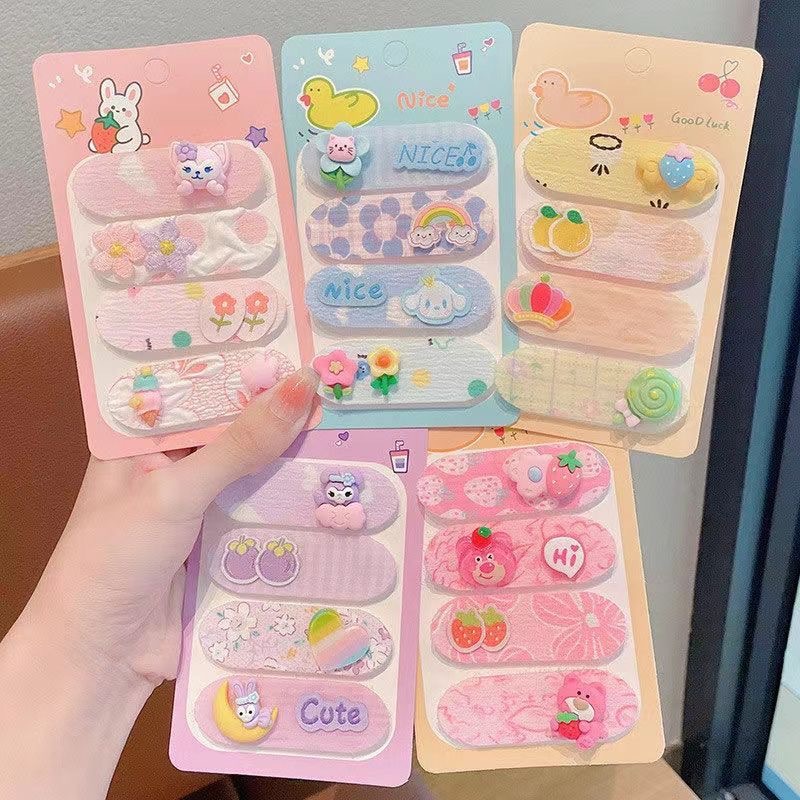 The new summer children's bangs styling magic tool, Velcro, posted on the back of a girl's head side hairpin and hair accessory full figure