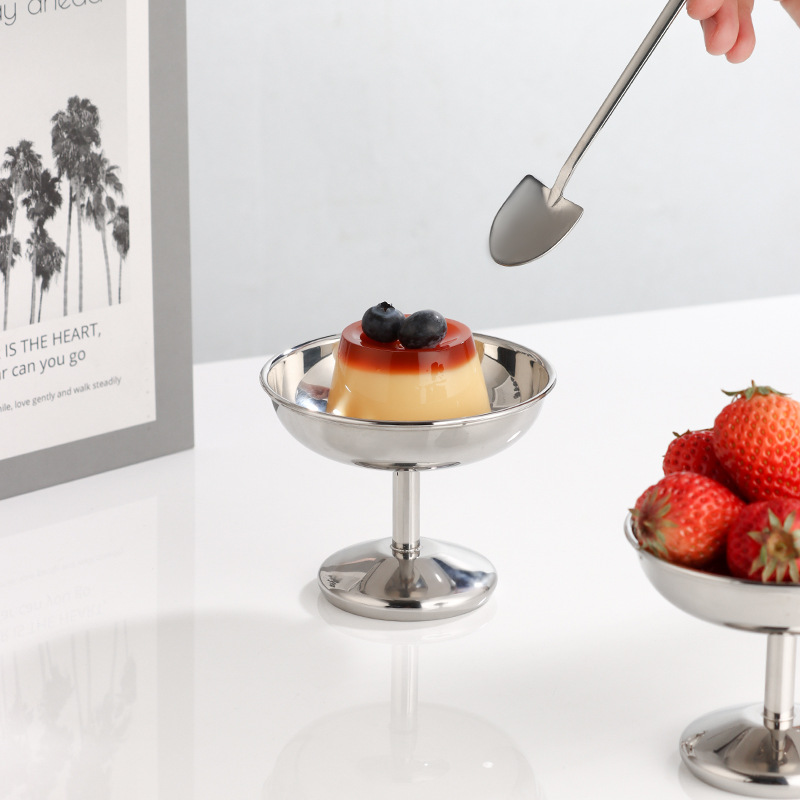 304 stainless steel tall ice cream cup, ins style stainless steel ice cream cup, dessert bowl, tall pudding cup with a ball Application Scenario