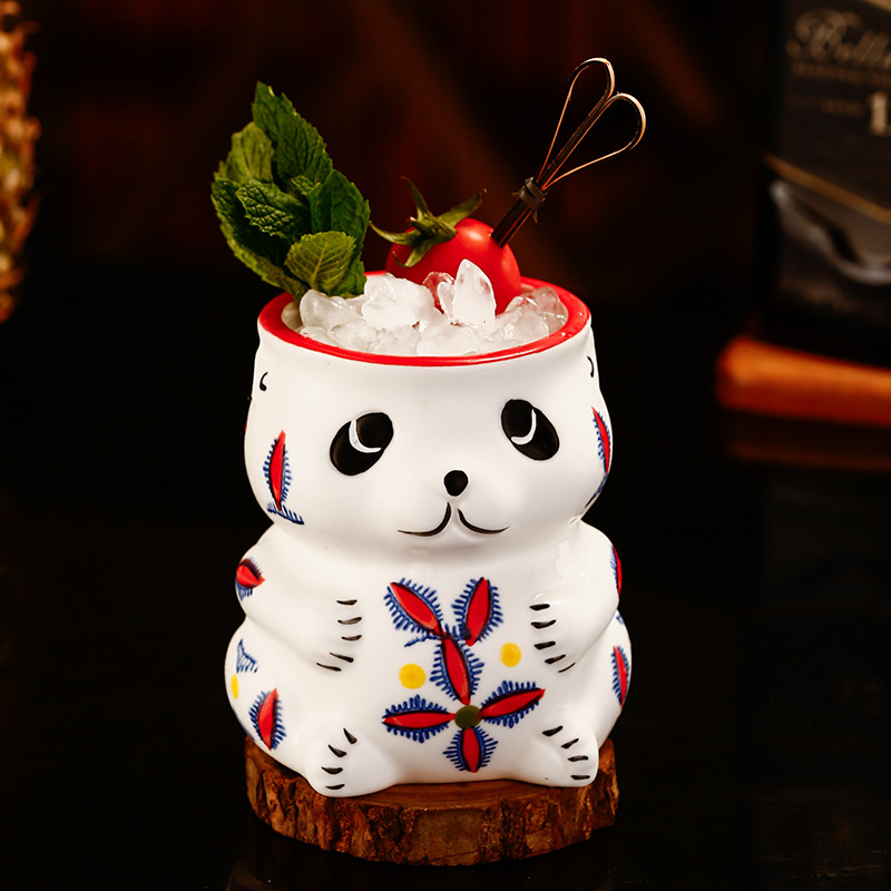 Personalized bar animal cocktail cups, creative Hawaiian tiki ceramic cups, Tiki cups, cute bear wine glasses Specification drawing