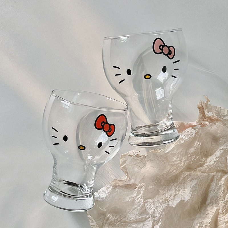 ins cartoon cute kt cat glass water cup, girls' cup, Internet celebrity cup, craft beer mug, personalized kt glass cup Application Scenario
