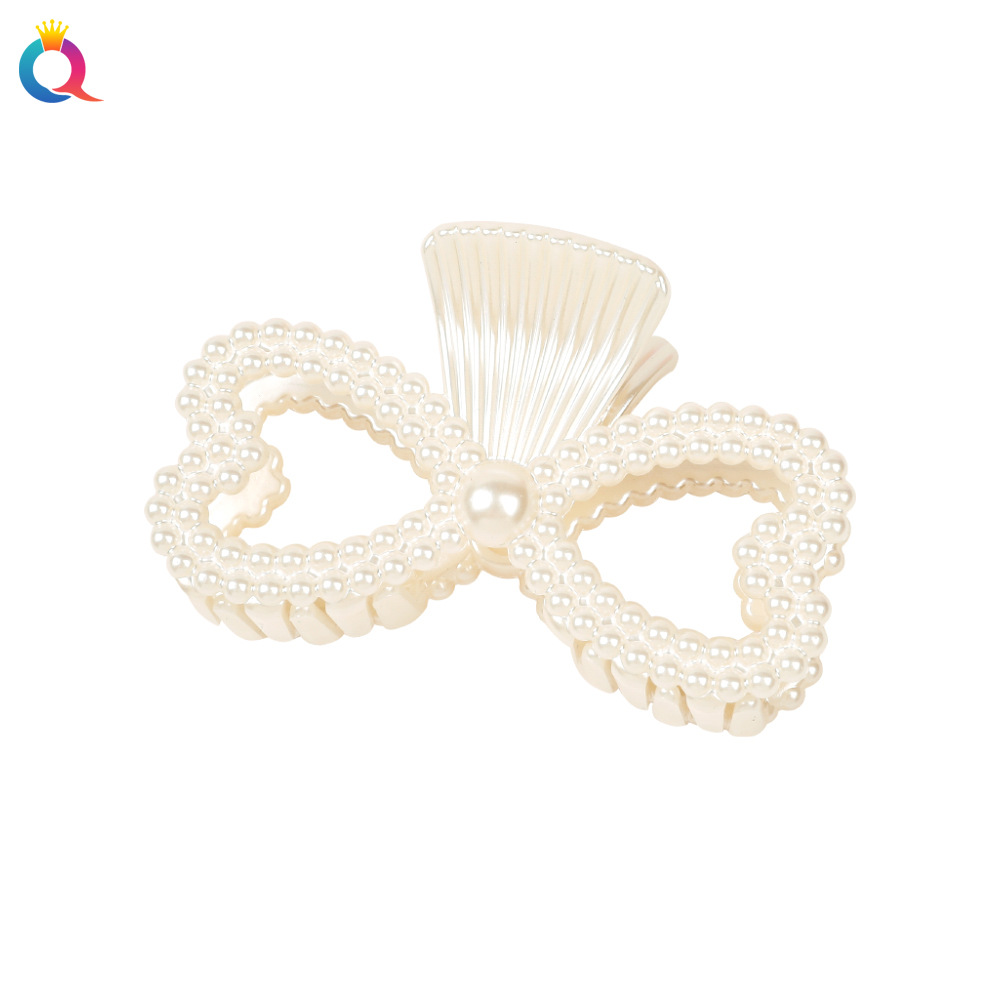 Wholesale of Qiyue Cross-border elegant large pearl hair clips, back head grab clips, updo ponytail shark clips, hair accessories Item Picture
