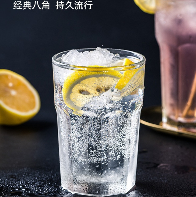 Libbey glass cups, octagonal cups, beverage cups, water cups, juice and whisky cups, milk tea cups, wholesale cups Application Scenario