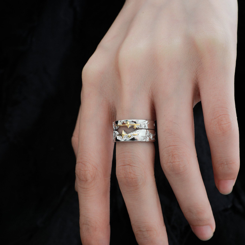 Irregular cross texture open ring, women's niche design, cold style, high-end feel, personalized ring trend Specification drawing