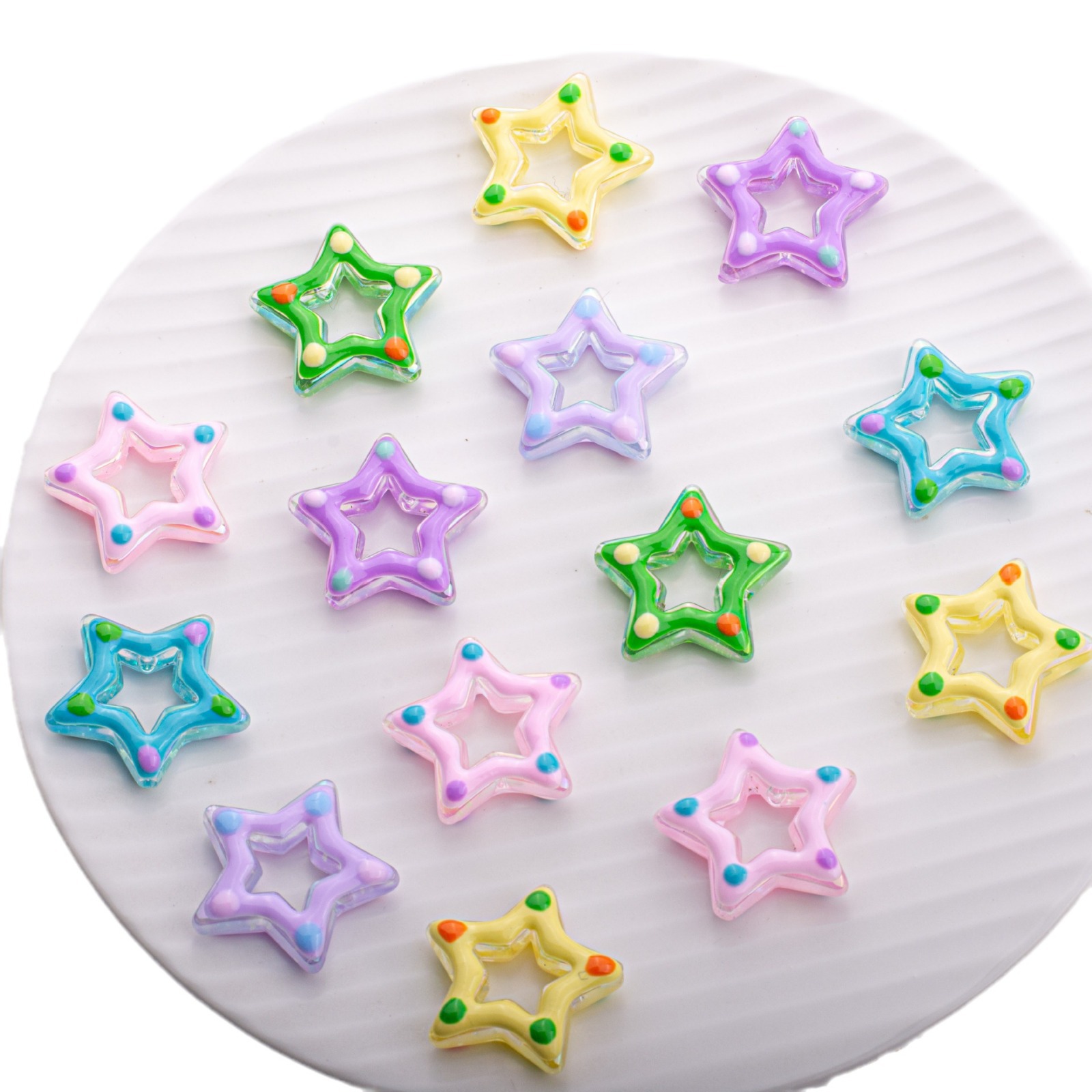 Hand-painted five-pointed star beads, diy jewelry accessories, pen strings, mobile phone chains, car hangers, bags, handcrafted accessories, scattered beads Item Picture