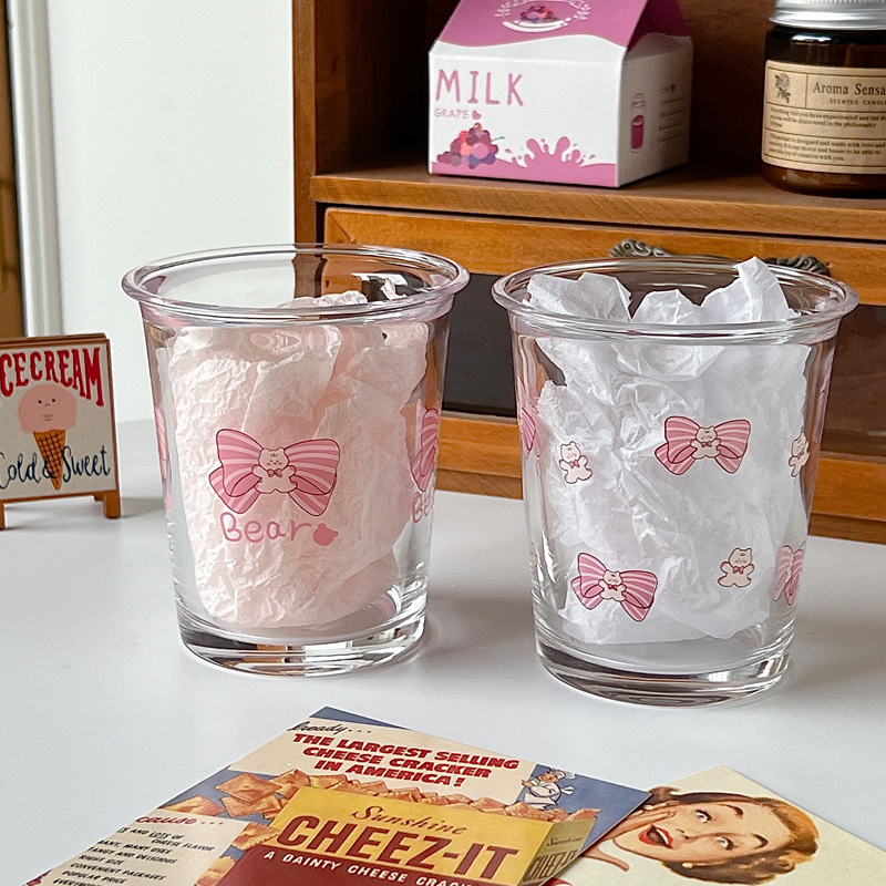 Bolimei Bow Bear Glass Cup, Milk Cup, Girlish Heart Water Cup, Large Capacity Drinking Cup Application Scenario