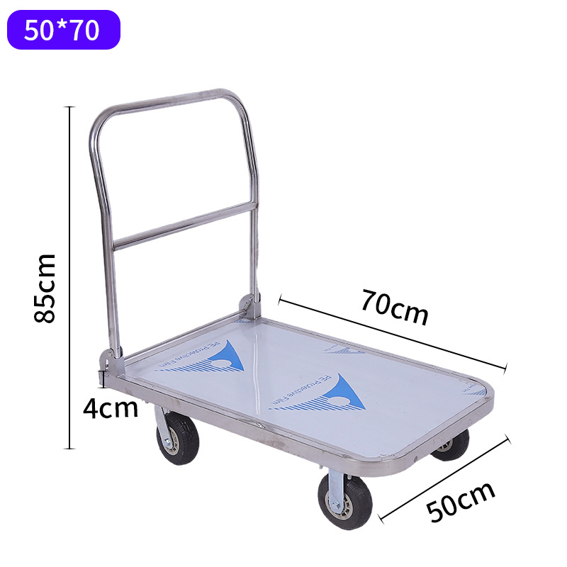 Stainless steel folding flatbed cart, handcart, flatbed cart, trailer, handling cart, trolley, cargo cart, small push undefined