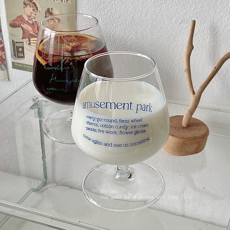 Bolimei Korean InS-style glass wine glasses, large-bellied wine glasses, juice glasses, home wine glasses, wine Specification drawing