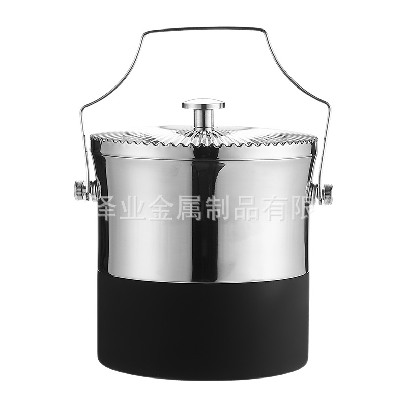 Foreign trade stainless steel ice buckets, commercial chilled beer buckets with LIDS for cold preservation, small ice buckets for bars, ktv ice storage buckets Item Picture