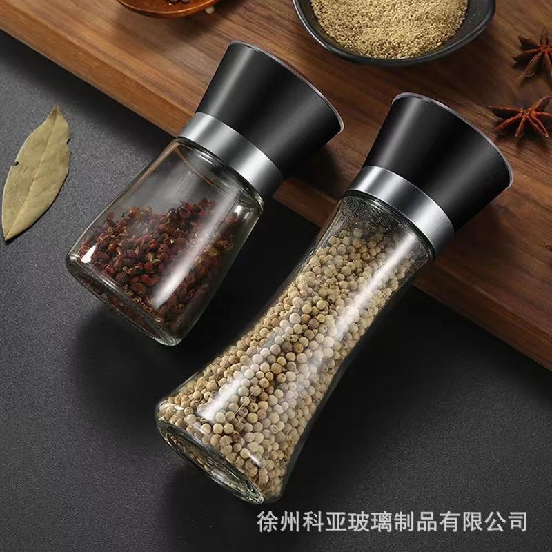 Cross-border glass manual grinder, kitchen household, Sichuan pepper, pepper powder, ceramic core seasoning bottle wholesale, Amazon full figure