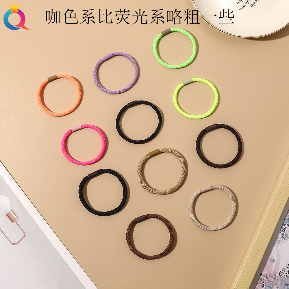 Qiyue Korean basic high-elasticity hair tie, simple and versatile, buckle hair tie that won't damage hair, ponytail leather band hair accessory details Picture
