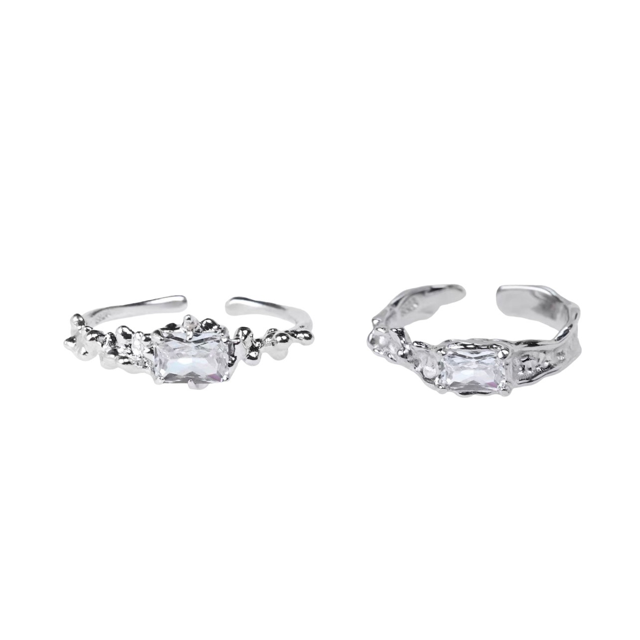This niche design features a pleated texture square diamond zircon open ring, exuding a sense of high-end sophistication for women. It is versatile and simple, making it a trendy dining ring Item Picture