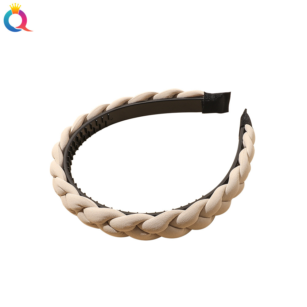 Qiyue's new spring braided hairband with teeth, simple and anti-slip, hand-woven braided headband, versatile hairpin Item Picture