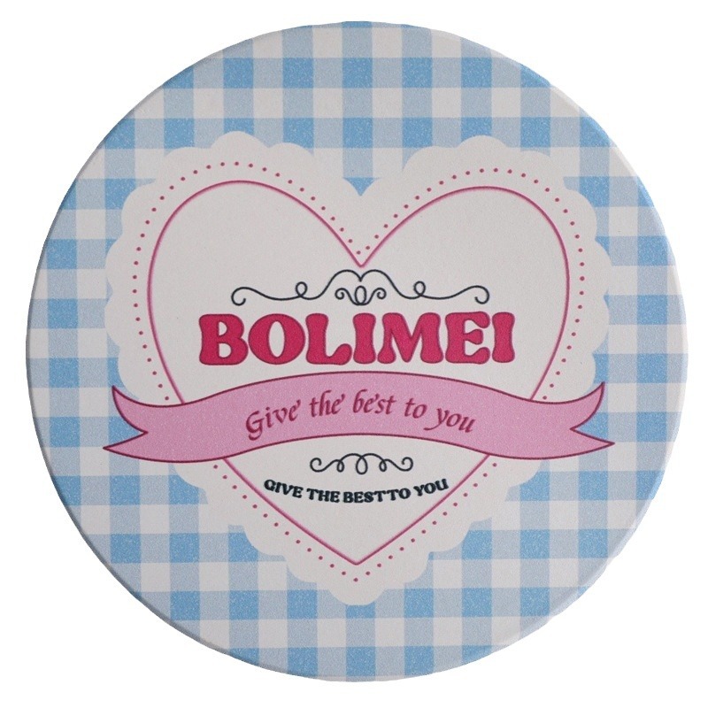 Bolimei's fresh and clean style coasters, ceramic coasters, checkered coasters with a girlish heart Item Picture