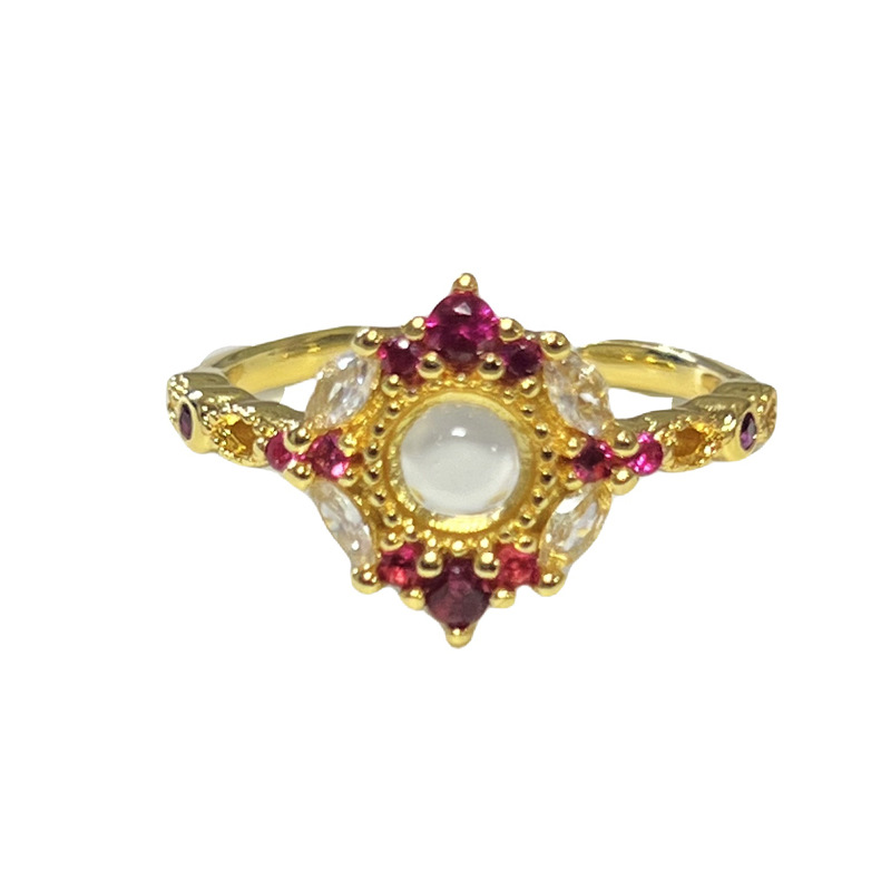 A best-selling retro French rose red zircon light luxury open ring for women, a unique and exquisite ring with a cold style on Instagram Item Picture