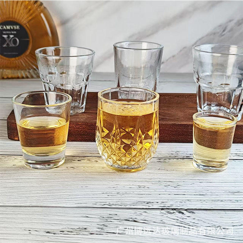 Tempered glass beer mugs, bar and KTV octagonal cups, thickened 2-liang liquor cups, restaurant and hotel wine cups, one-sip cups full figure