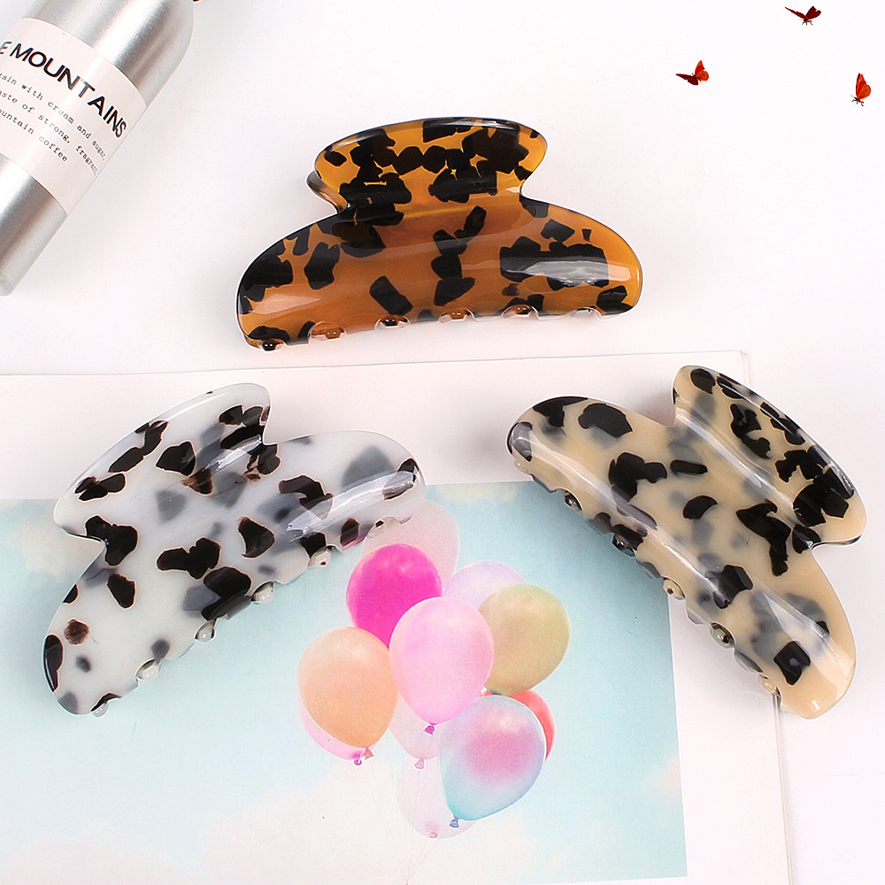Qiyue Korean version acetic acid acrylic hair clip, marble-patterned back head updo hairpin, shark clip hair accessory B25 details Picture