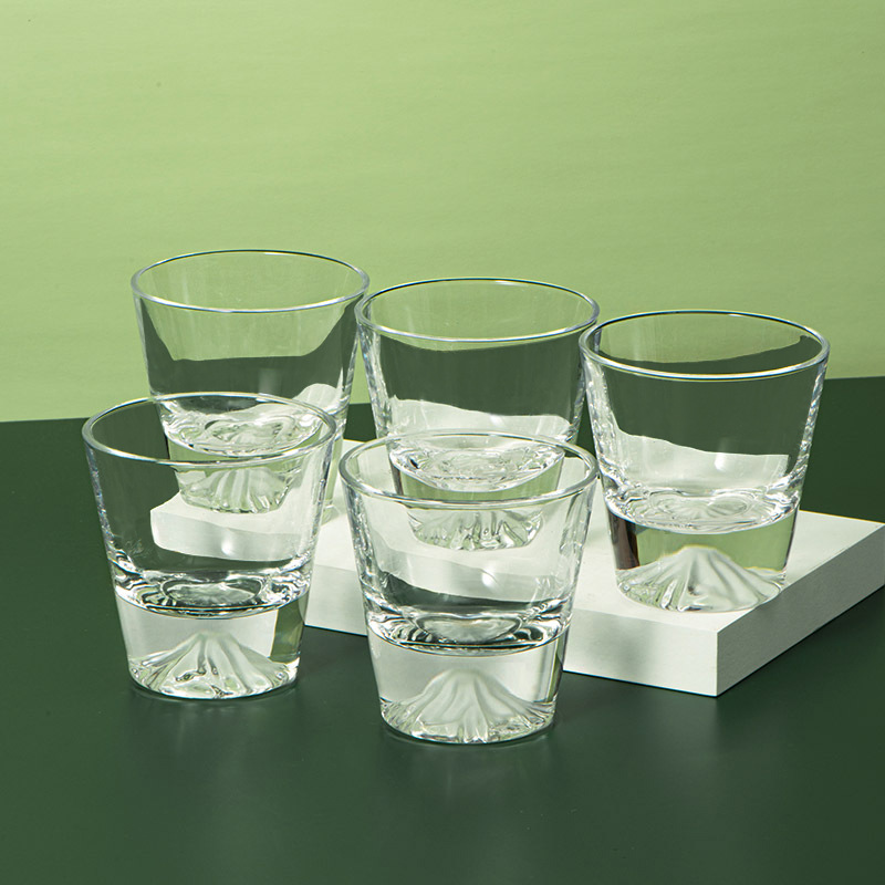 Japanese-style Fuji Mountain glass, high-end whisky glass, snow mountain glass, simple and ins-style high-end cherry blossom iceberg glass full figure
