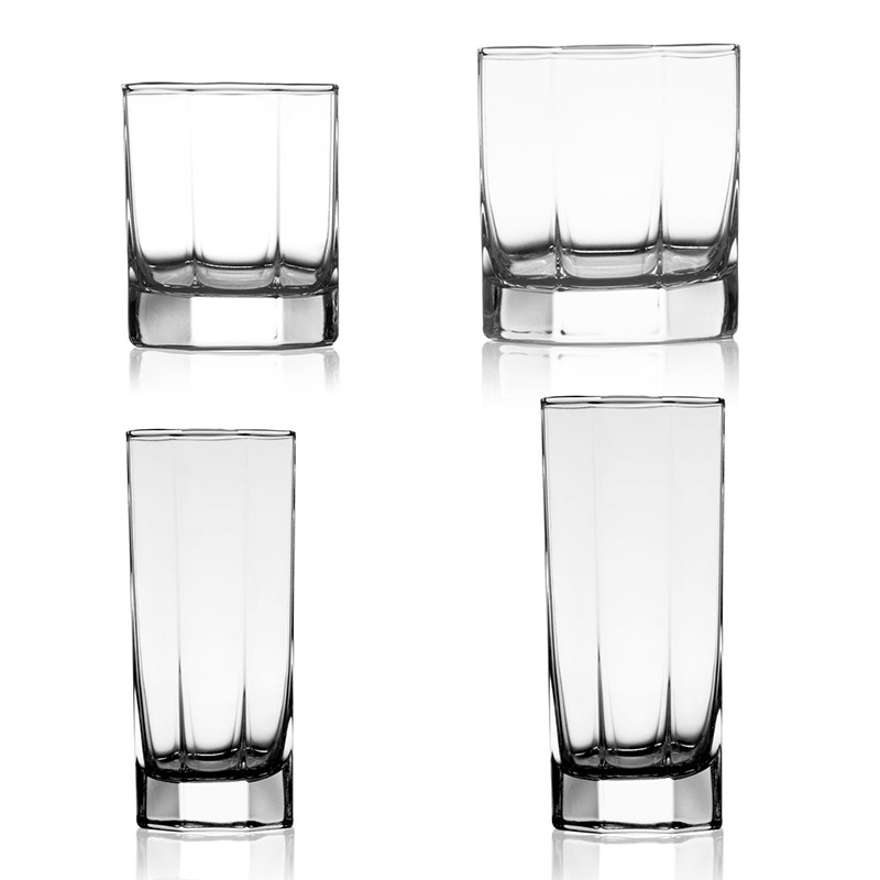 Lemeiya transparent glass cups, juice drink cups, whisky glasses, beer glasses, octagonal straight series water cups Item Picture