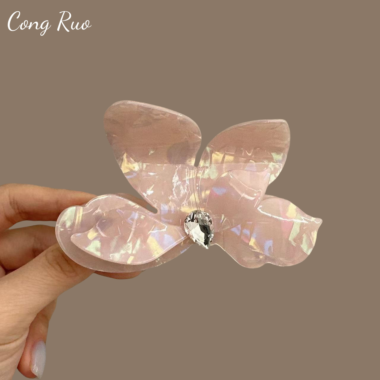Korean super fairy-like hairpin, mermaid girl, butterfly grab, colorful and fashionable hair grab, half shark clip hair accessory at the back of the head details Picture