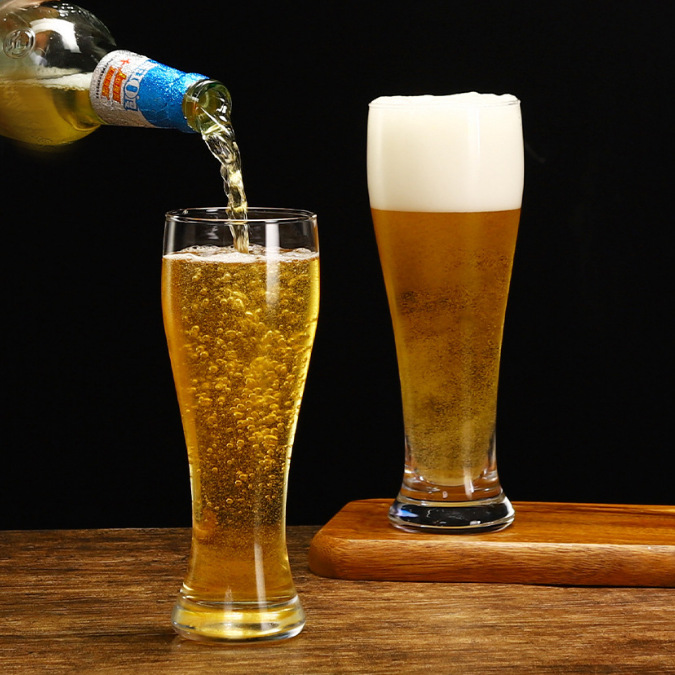 Thickened wheat draft beer mug, bar home glass beer mug, large 500ml craft beer mug for home use full figure