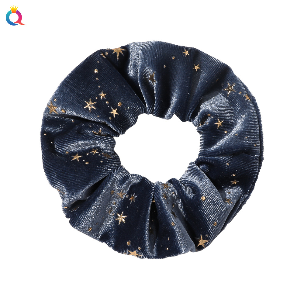 Qiyue Amazon golden velvet gilding hair band, simple golden star Korean velvet large intestine hair band and hair accessory Item Picture
