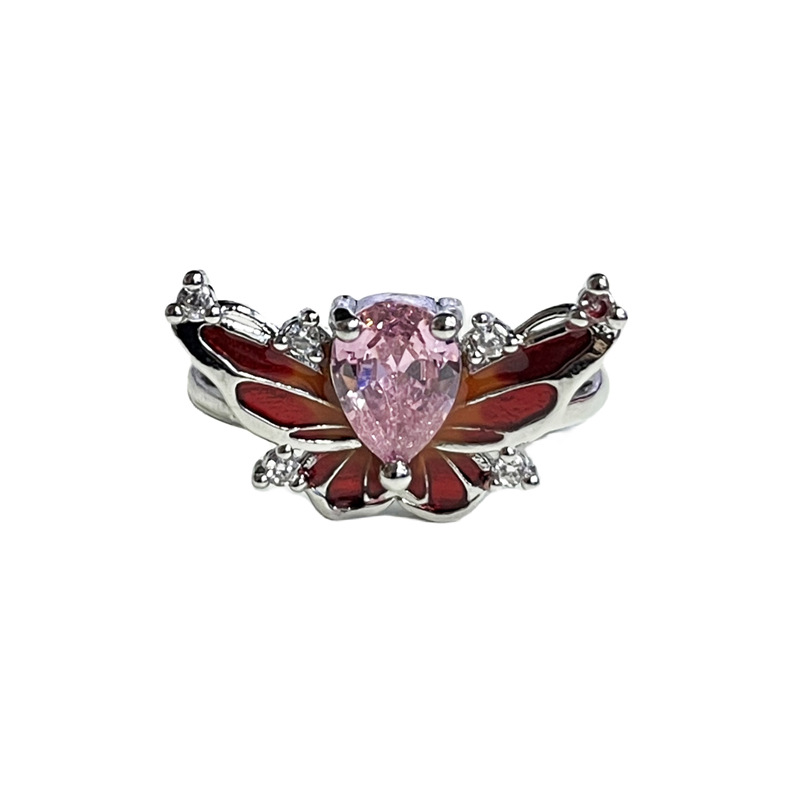 A high-end, light luxury butterfly drip glaze, niche open ring for women on Instagram, with a cold and elegant style, a fashionable index finger ring for hot girls Item Picture