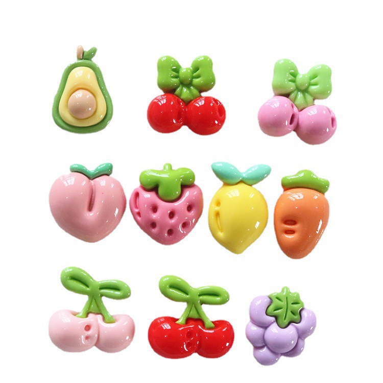 Shiny strawberry avocado fruit cream glue diy small accessories, hair accessories, headwear, hair clips, resin small accessories Item Picture