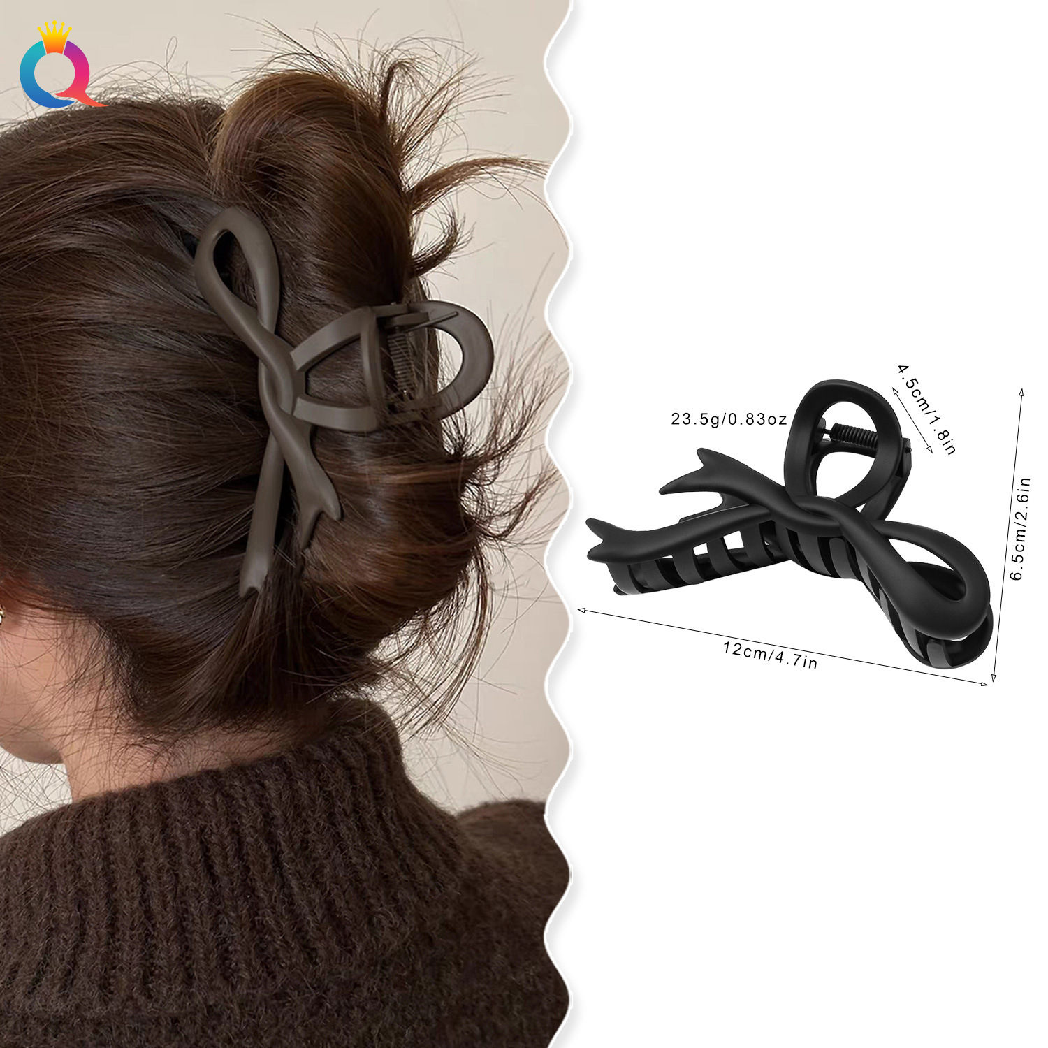 Qiyue Cross-border Bow Ribbon Hair Clip, high-end matte large updo, Shark clip, claw clip, hair accessory wholesale details Picture
