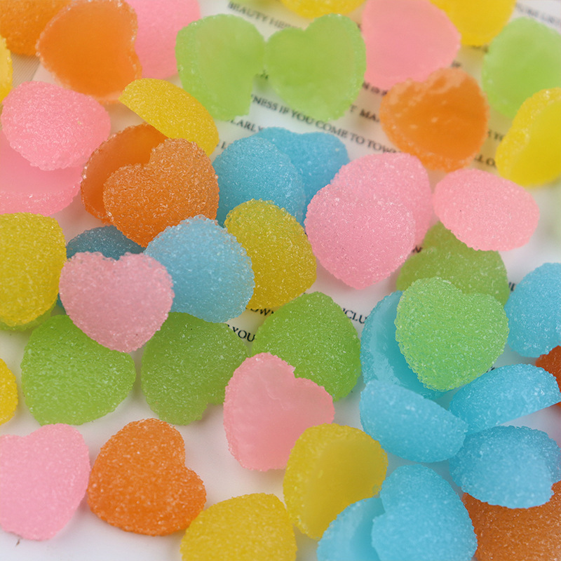 Heart-shaped accessories, candy-colored gummy hair clips, headwear, resin hair accessory, sweet cream glue, diy phone case accessories details Picture