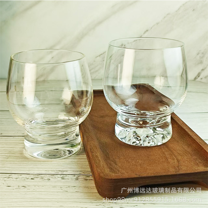 Niche design: Bulging glass cups, whisky glasses, American coffee cups, cold drink juice cups, cocktail fruit glasses Specification drawing