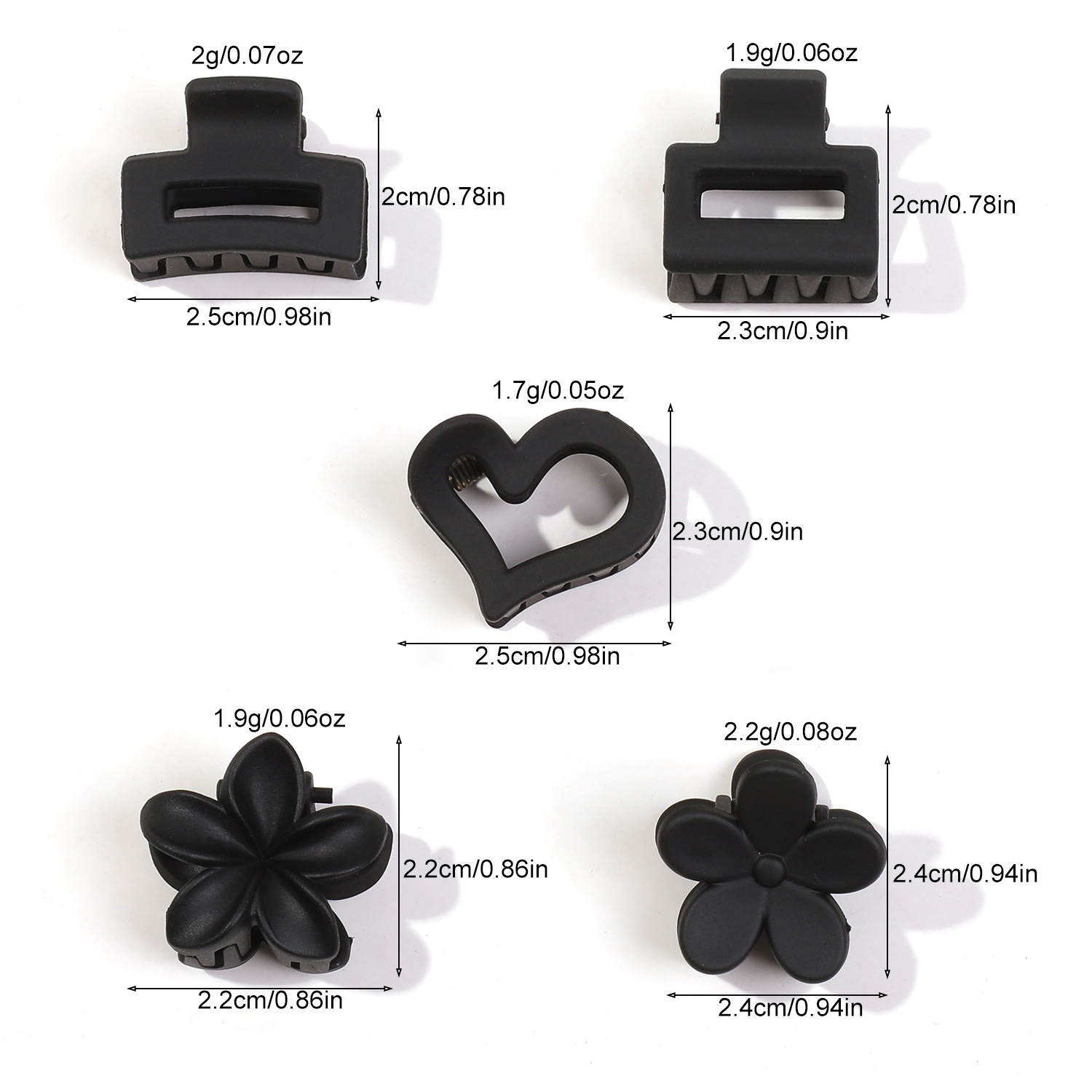 Qiyue Cross-border Bagged small hairpin, high ponytail small scratch clip, a must-have for fixing, high-end shark clip Specification drawing