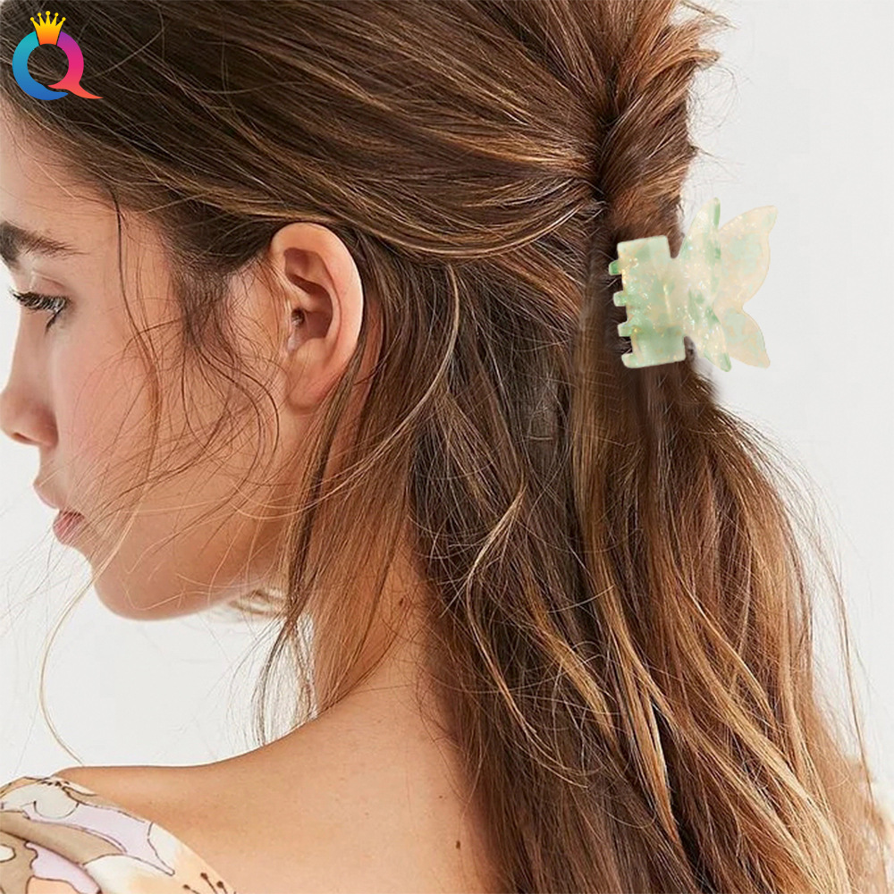 Qiyue Korean imitation acetic acid butterfly grab, face wash, hair shark clip, 7.5cm, high-end and versatile hair clip headwear Specification drawing
