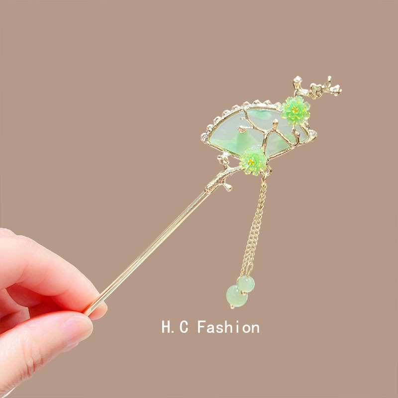 Ancient-style hairpins, new Chinese-style hairpins, simple, modern and high-end Hanfu hair accessories, fan-shaped coiled hair hairpins, hairpins for children full figure