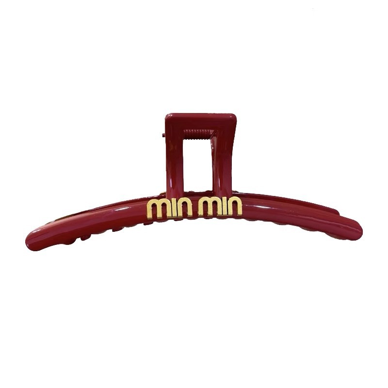 New Year's red miumiu letter hair clips for women, a niche hair accessory with a high-end touch, a small chanel-style shark clip, Christmas hair clips Item Picture