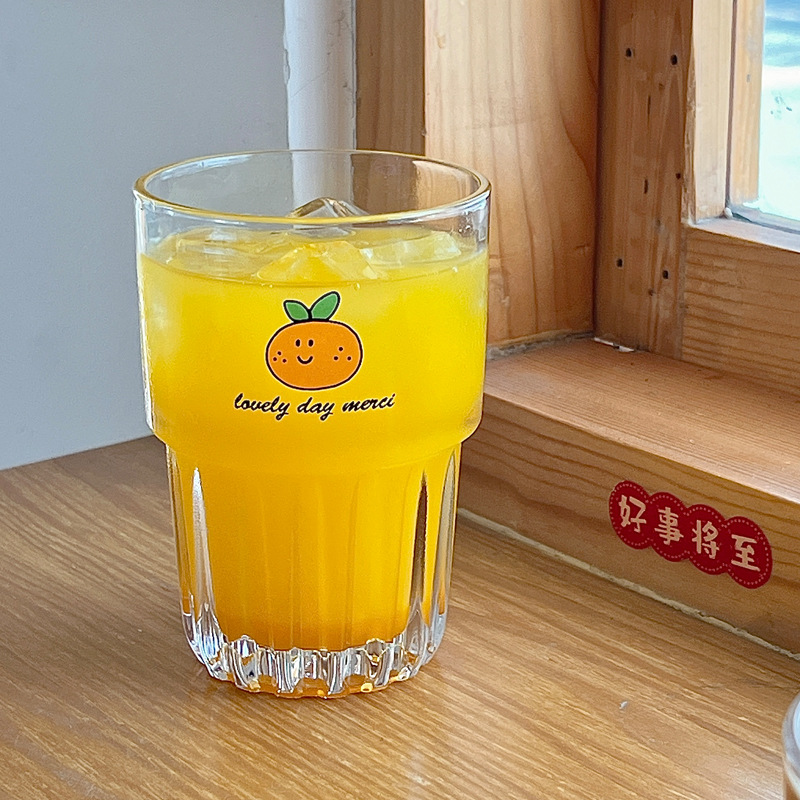 Bolimei Korean InS-style orange glass cup, cold brew coffee cup, glass cup, drinking cup Application Scenario