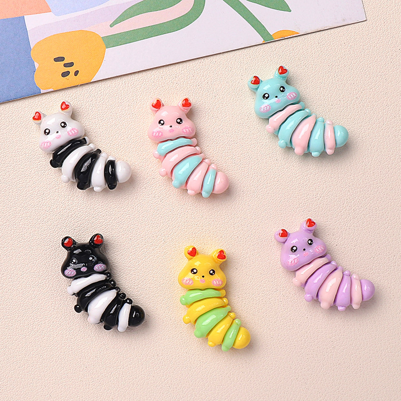 New cartoon glossy caterpillar resin accessories, headwear, hair accessories, hairpin accessories, cream glue diy accessories and ornaments details Picture