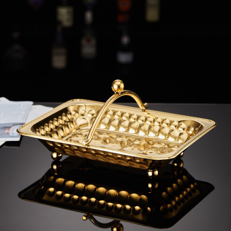 Stainless steel towel tray, portable towel basket, hotel KTV, bar, guest room hot towel tray, napkin tray, fruit basket Application Scenario