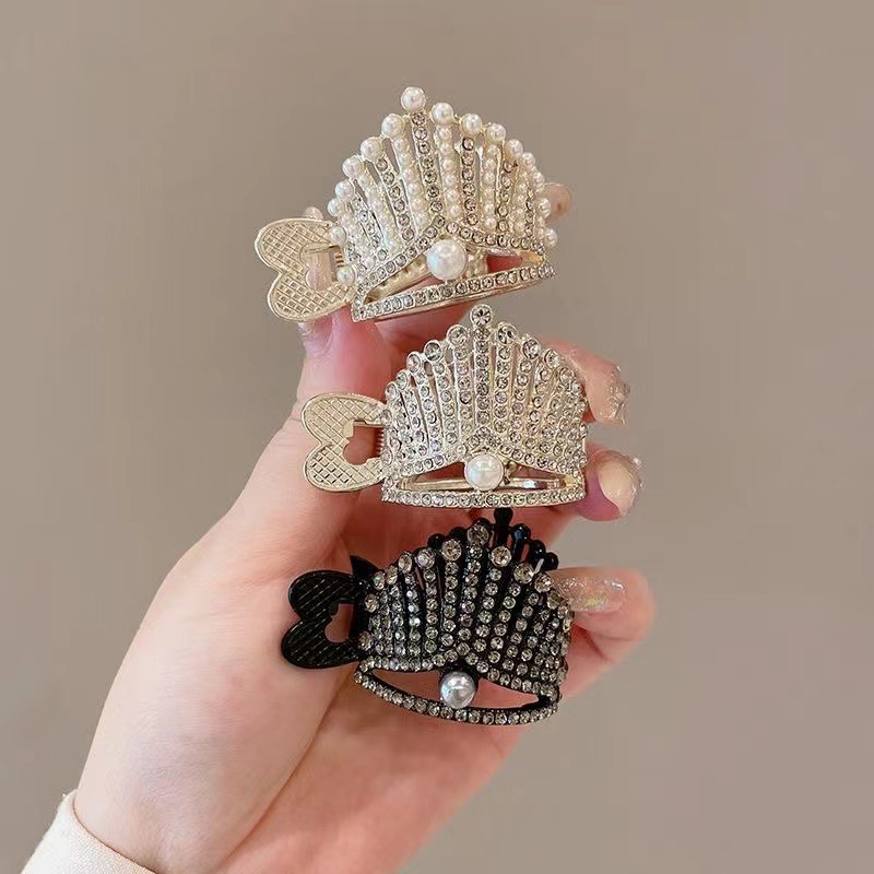 Pearl and diamond-encrusted high ponytail clip anti-collapse and fixation wonder. Ponytail clip, hair clip, women's summer bun head claw clip, hair clip Specification drawing