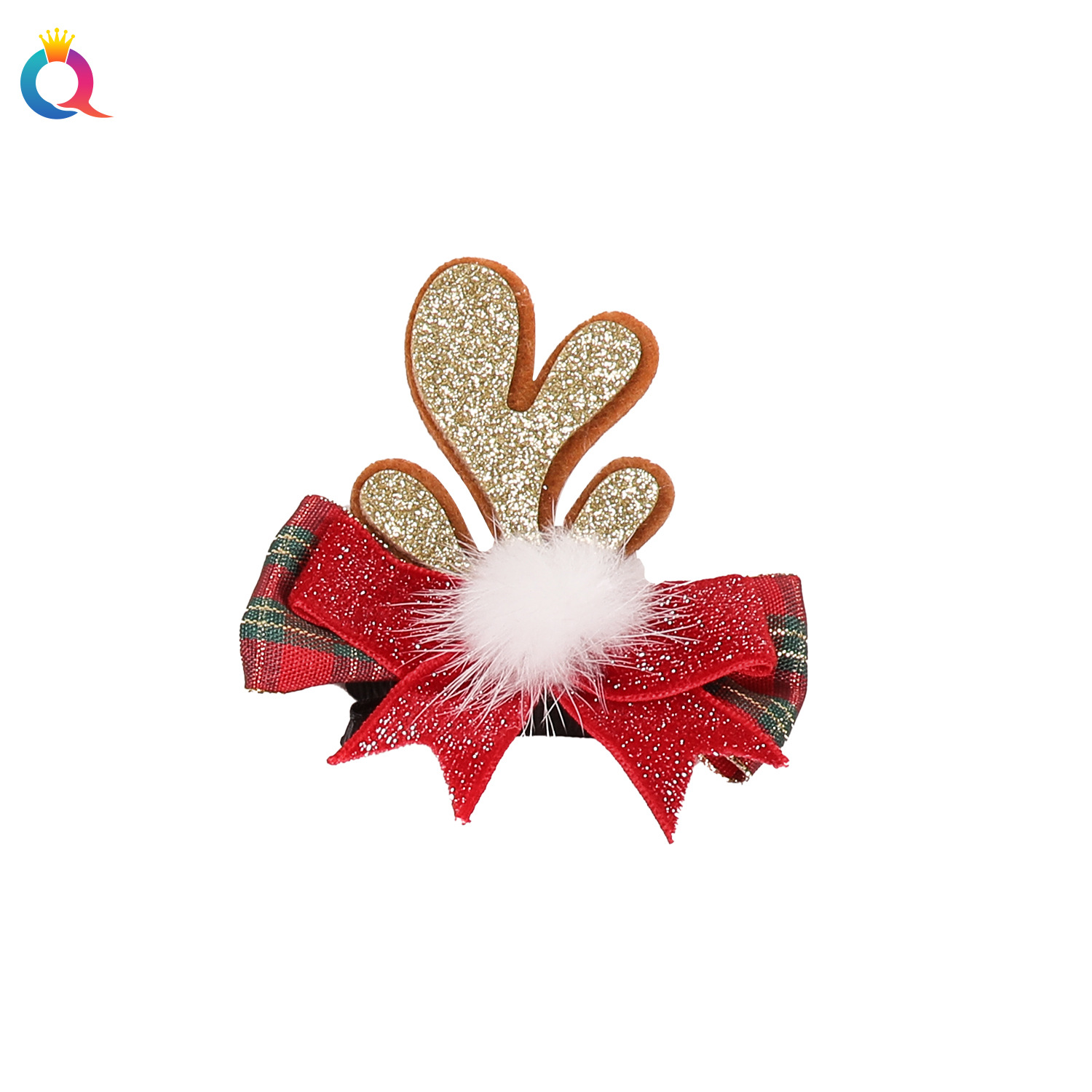 Qiyue Cross-border Christmas Antler Hair Clips, cute plush hair clips for girls, side clips, duckbill clips, hair accessories wholesale Item Picture
