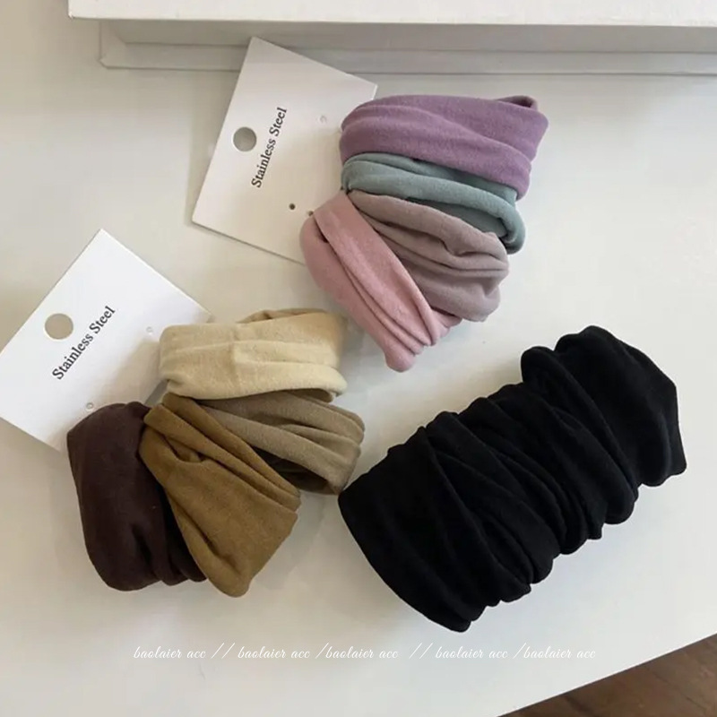 High-elasticity ultra-wide mask hair band 2025 new high-end leather band women's hair tie headband headwear high ponytail hair band details Picture