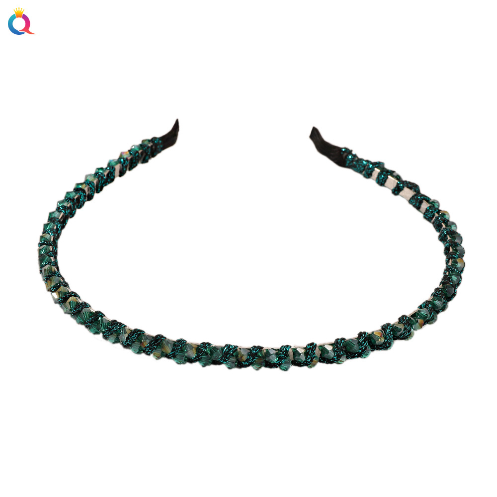 Qiyue Cross-border Amazon diamond-encrusted hair band, full drill bit band, crystal fine edge braid hair bundle, hair accessory for ladies Item Picture