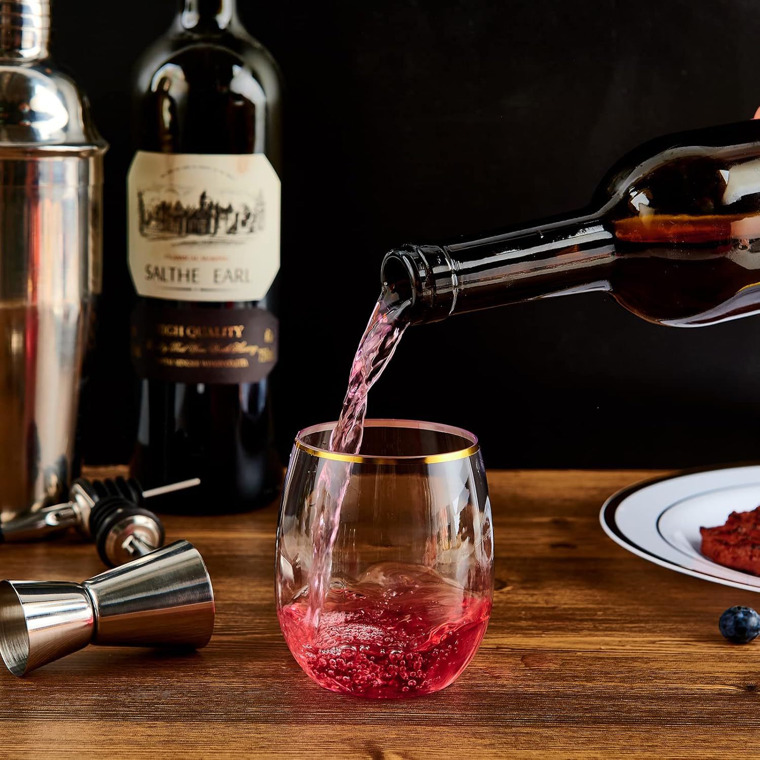 Wholesale pet transparent red wine glasses 350ml, plastic wine glasses, beverage glasses, disposable cold drink glasses 12oz champagne glasses Application Scenario