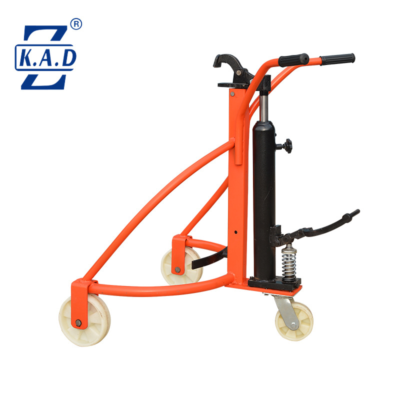 Factory wholesale manual hydraulic simple round drum handling carts, ordinary oil drum trolleys, transportation and handling machinery and equipment details Picture