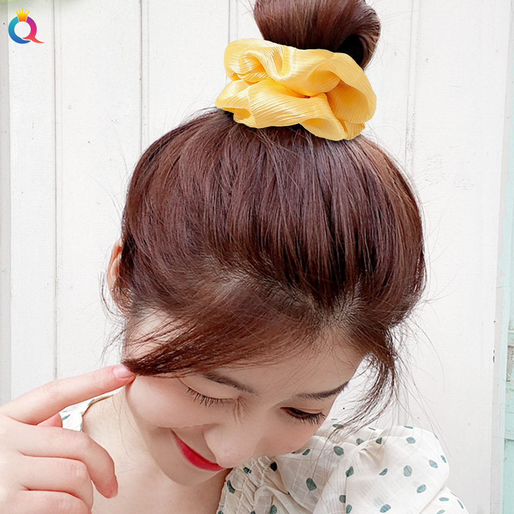 Qiyue Chaoxian Satin large Intestine Ring, Dongdaemun Hair Tie in South Korea, trendy color T-shaped hair ring, simple hair tie and hair accessory details Picture