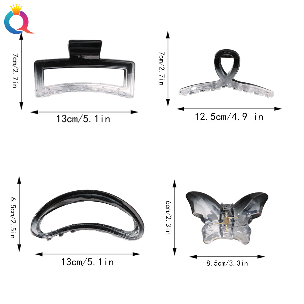 The Qiyue Korean gradient transparent black and white gripper is simple and versatile. It's a hairpin for picking up the back of the head and a shark clip Application Scenario