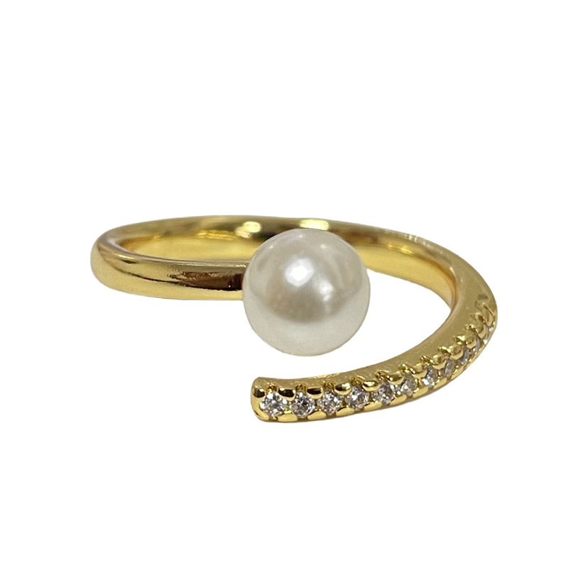 Pearl ring, a fashionable and individualistic design on Instagram, is light luxury, simple and exquisite, with a sweet and cool temperament. It's an open-mouth edible ring Item Picture