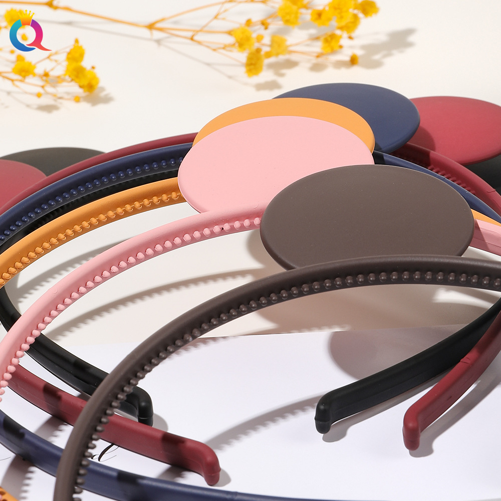 Qiyue High Skull top hairpin, plastic matte hair band, simple Morandi headband, solid color hair hole women's hair accessories wholesale Specification drawing