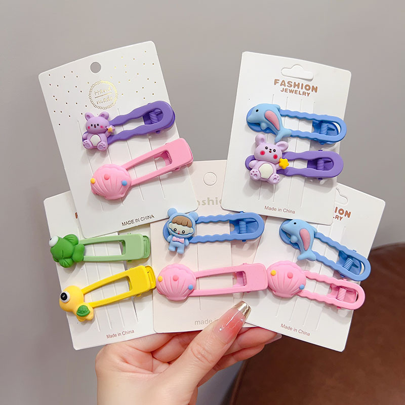 New Korean version children's cute cartoon hair clips, duckbill clips, girl side clips, bangs clips, baby hair accessories and head accessories full figure